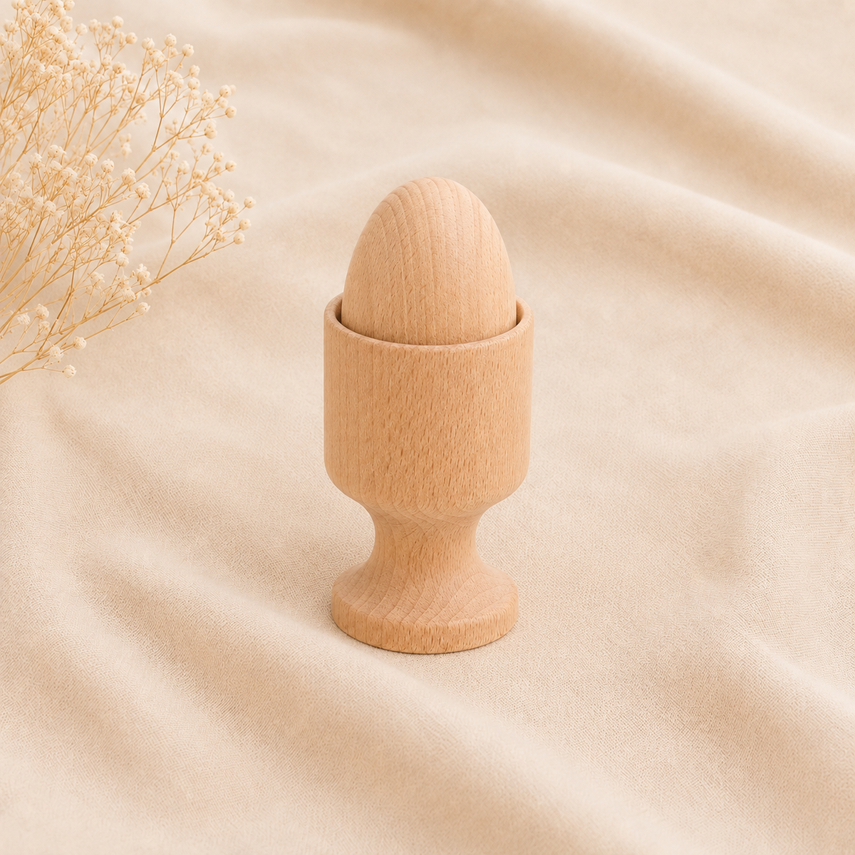 Copa con huevo de madera
