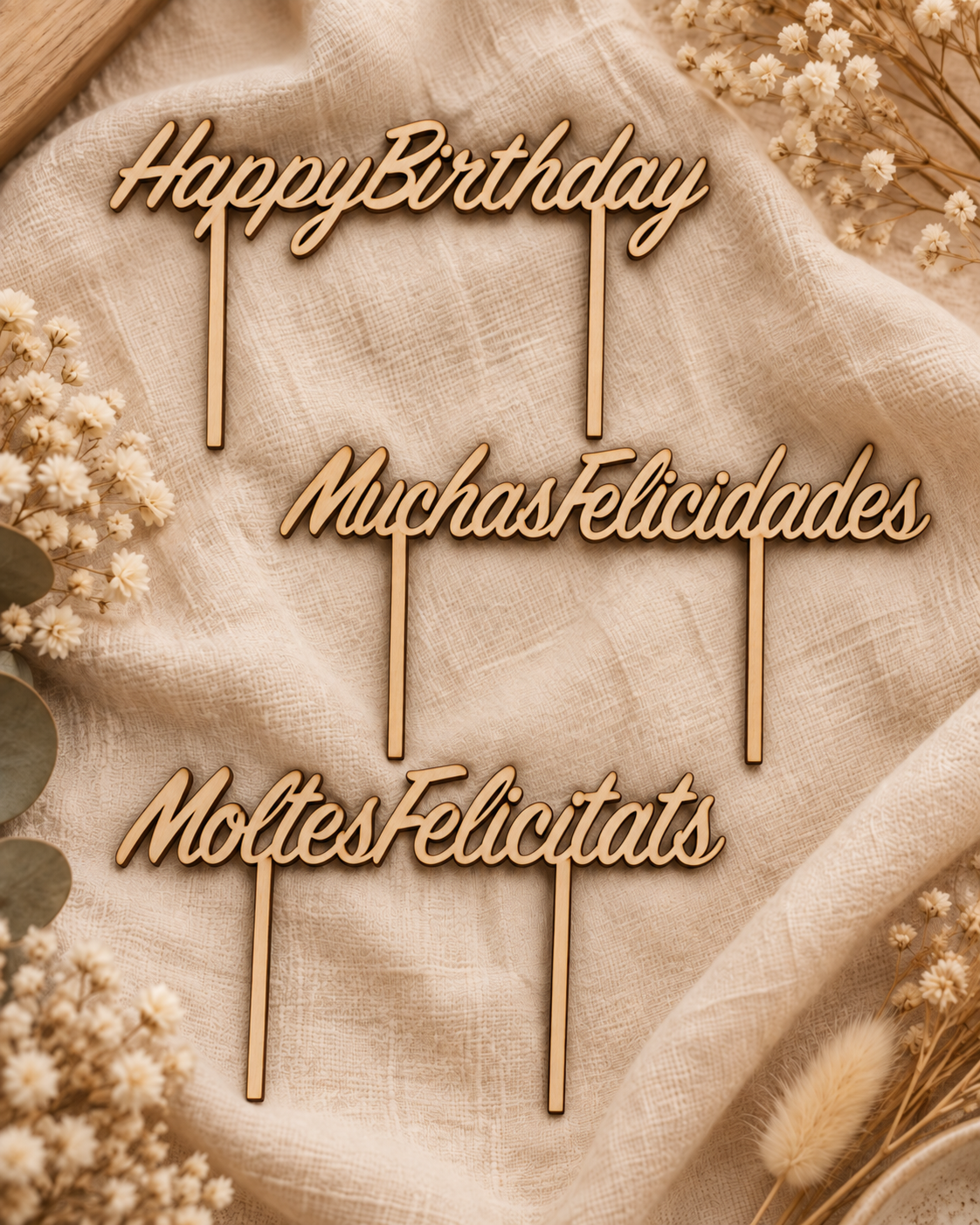 Topper pastel personalizado – ¡Muchas felicidades!
